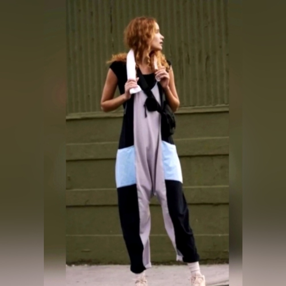 FP Movement Colorblock Hot Shot Onesie Gray Black Blue Medium - Picture 3 of 16